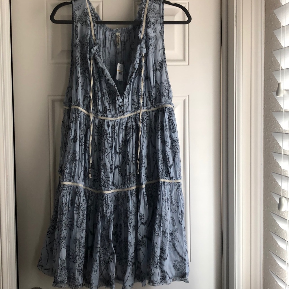 Free people baby doll blue dress